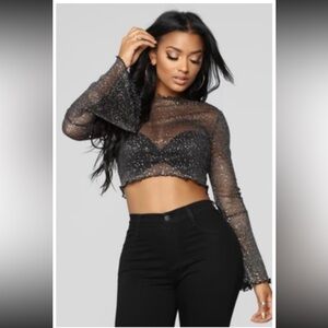 FN Bell Sleeve Crop Top